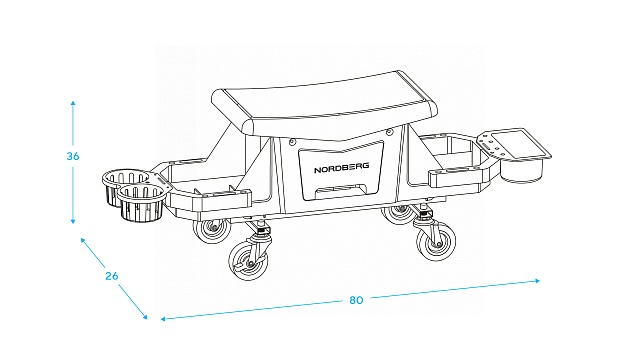 Сиденье ремонтное на колесах с выдвижным лотком для инструмента NORDBERG N30S12