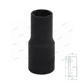 Головка для поврежденного крепежа 1/2"", 12 мм