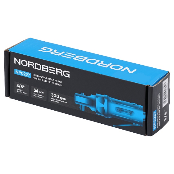 Пневмогайковерт угловой (пневмотрещотка мини) 3/8", 54 Нм NORDBERG NP0227