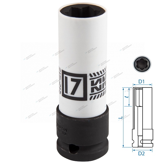 Головка для секретных болтов MB ударная 1/2"", 17 мм KING TONY 9BW4501
