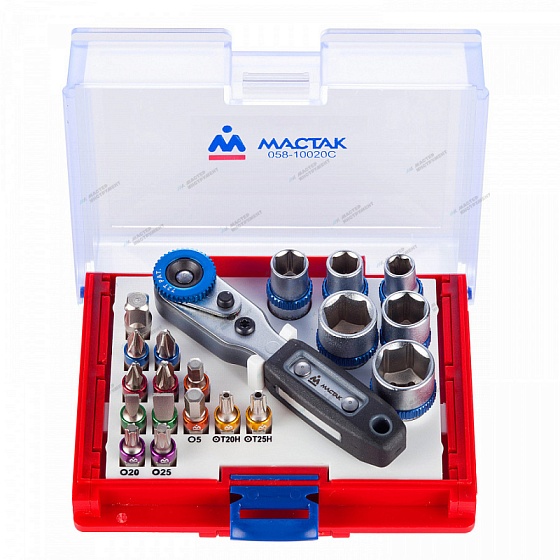 Набор вставок (бит) 1/4"", TORX, HEX, PZ, PH, SLOT, 20 предметов