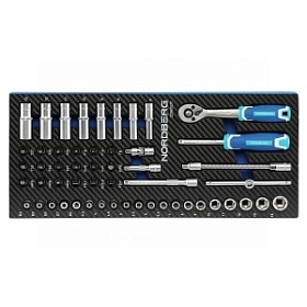 Набор головок с трещоткой в ложементе, 1/4", 53 предмета NORDBERG 2296053T