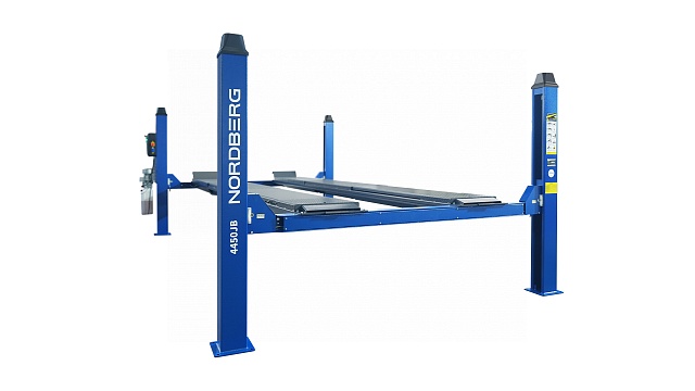 Подъемник четырехстоечный 5 т, без траверсы, для сход-развала, электростопоры, синий NORDBERG 4450J_EB
