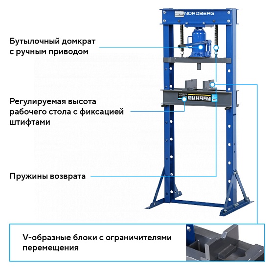 Пресс гидравлический, 20 т, силовое устройство - домкрат NORDBERG N3622JL
