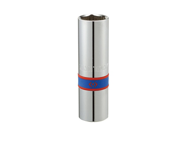 Головка свечная шестигранная 1/2", 16 мм, L = 70 мм, резиновый фиксатор KINGTONY 463516R