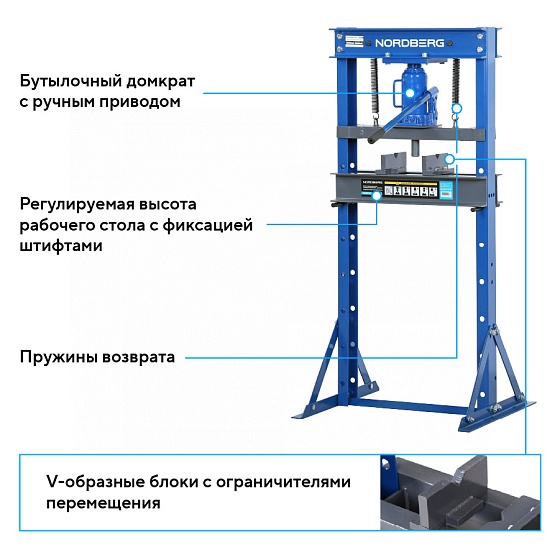 Пресс гидравлический, 12 т, силовое устройство - домкрат NORDBERG N3611JL
