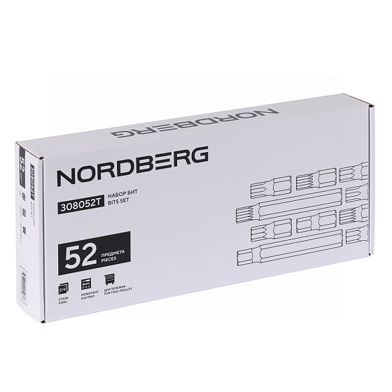 Набор бит в ложементе, 52 предмета NORDBERG 308052T
