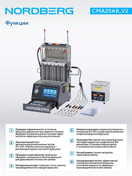 Установка для тестирования и очистки пьезофорсунок, GDI, c камерой визуального контроля  NORDBERG CMA25AB_V2