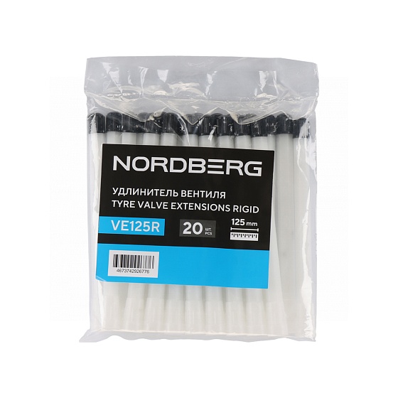 Удлинитель вентиля пластиковый, прямой, белый, L=125 мм, 20 шт. NORDBERG VE125R