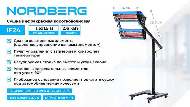Сушка инфракрасная коротковолновая, 2 элемента NORDBERG IF24