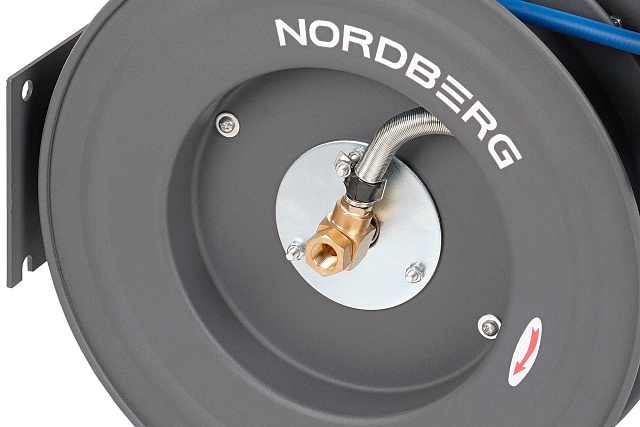 Шланг воздушный на стальной катушке, гибридный PVC диам. 08х12 мм, 20 м NORDBERG HR0820RPVC