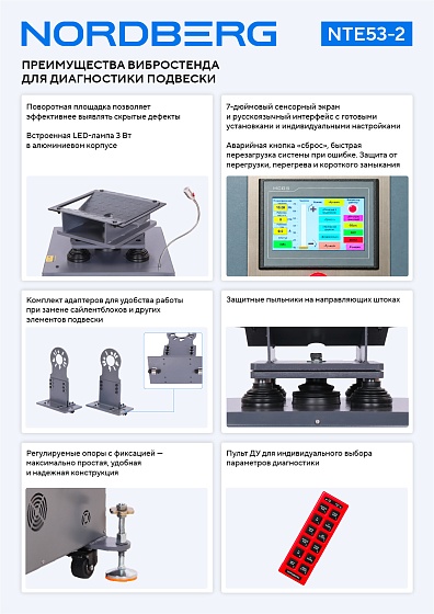 Вибростенд для диагностики подвески с поворотной площадкой, дисплеем, дист. пультом управления NORDBERG NTE53-2