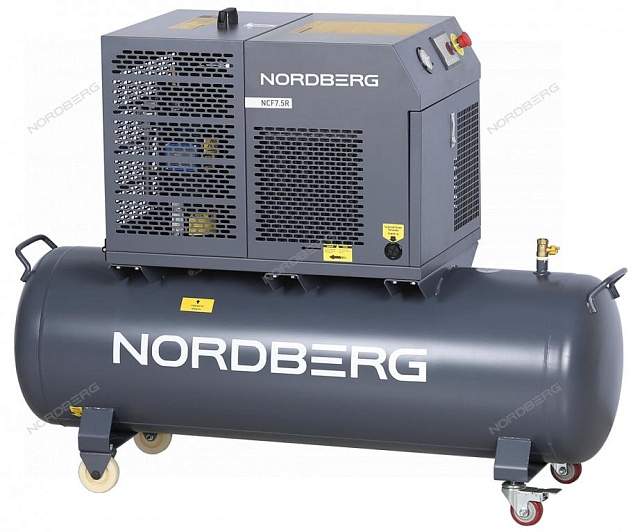 Компрессор винтовой, 5,5 кВт, 10 бар, 660 л/мин, ресивер 230 л, IP54 NORDBERG NCF7,5R
