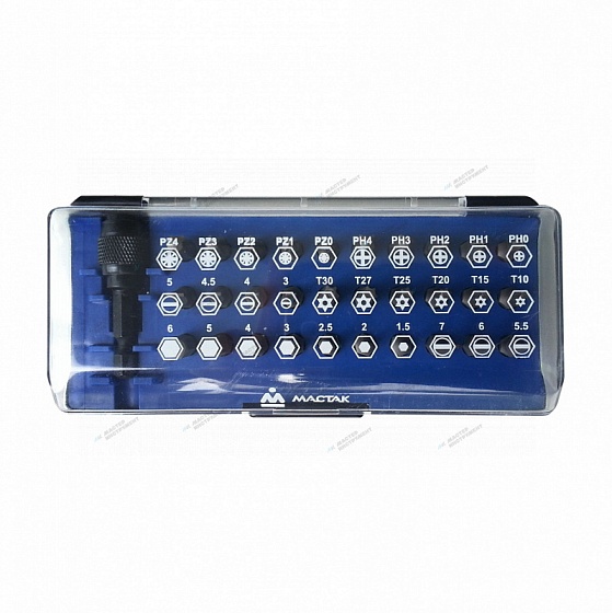 Набор вставок (бит) 1/4"", TORX, HEX, PZ, PH, SLOT, 31 предмет