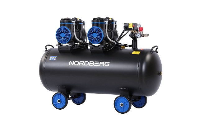 Компрессор безмасляный 220 В, ресивер 125 л, 500 л/мин NORDBERG NCEO120/500
