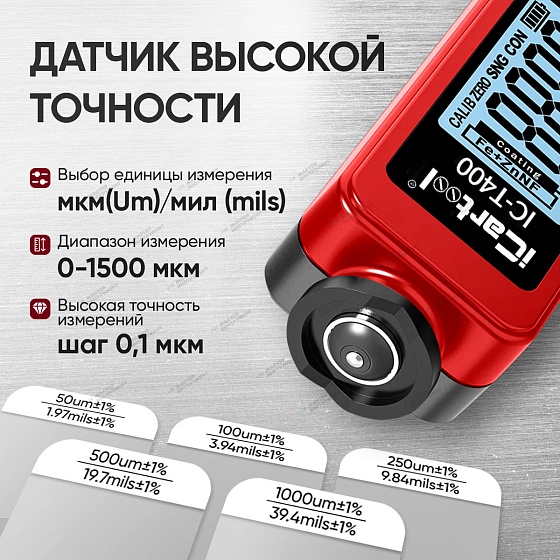 Толщиномер лакокрасочных покрытий iCartool IC-T400 iCartool IC-T400