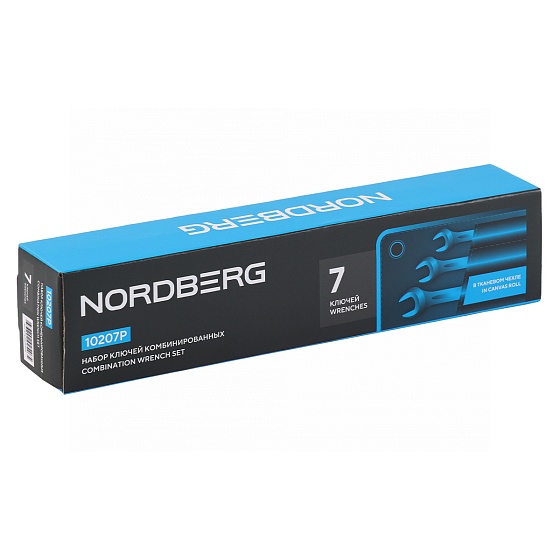Набор ключей комбинированных 7 шт, планшет тетрон NORDBERG 10207P