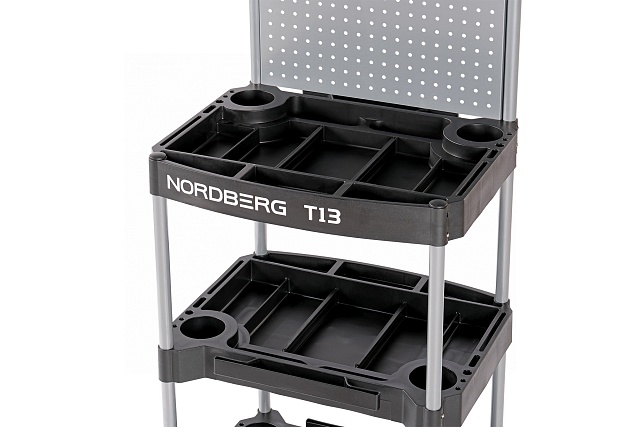 Тележка инструментальная, 3 пластиковые полки, с перфорацией NORDBERG T13